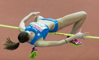 Prague 2015 European Athletics Indoor Championships. High Jump Women Final. Silver Medalist is Alessia TROST, ITA