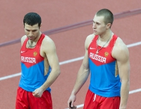 Prague 2015 European Athletics Indoor Championships. Pole Vault Men Final. Aleksandr Gripich and Anton Ivakin, RUS