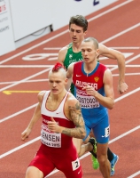Prague 2015 European Athletics Indoor Championships. 800m Men Semifinals. Stepan Poistogov , RUS and Nick JENSEN, Denmark