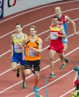 Prague 2015 European Athletics Indoor Championships. 800m Men Semifinals. ALMGREN Andreas, KUPERS Thijmen, LÓPEZ Kevin, POISTOGOV Stepan