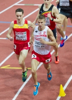 Prague 2015 European Athletics Indoor Championships. 800m Men Semifinals. Marcin LEWANDOWSKI, POL, David PALACIO, ESP