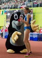 Prague 2015 European Athletics Indoor Championships. High Jump Women Final. Silver Medalist is Alessia TROST, ITA