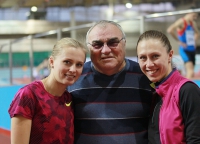 Marina Panteleyeva. Russian Undoor Championships 2015. With coach Valentin Maslakov and Kseniya Ryzhova