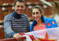 Russiun Indoor Championships 2016. Triple Jump. Yekaterina Koneva with Yuriy Borzakovskiy
