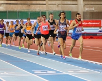 Russiun Indoor Championships 2016. 5000m. Andrey Safonov (# 328), Aleksandr Potapov ( 79), Rinas Akhmadeyev (# 524), Yevgeniy Rybakov ( 685), Oleg Ilin ( 504), Andrey Minzhulin ( 55), Aleksey Popov ( 446)