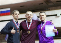 Russiun Indoor Championships 2016. Long Jump Champion Vasiliy Kopeykin, silver Maksim Kolesnikov, Bronze Pavel Shalin