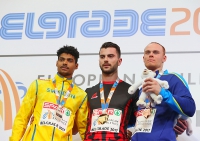 34th European Athletics Indoor Championships 2017. Long Jump Champion Izmir Smajlaj, ALB. Silver Michel Torneus, SWE. Bronze Serhiy Nykyforov, UKR