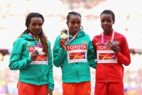 IAAF WORLD CHAMPIONSHIPS LONDON 2017, LONDON. 10000m World Champion 2017 Almaz AYANA, ETH. Silver Tirunesh DIBABA, ETH. Bronze Agnes Jebet TIROP, KEN
