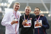 IAAF WORLD CHAMPIONSHIPS LONDON 2017. Pole Vault. Sam KENDRICKS, USA - Gold. Piotr LISEK, POL — Silver. Renaud LAVILLENIE, FRA — Bronze