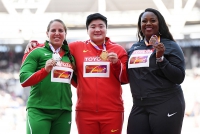 IAAF WORLD CHAMPIONSHIPS LONDON 2017. Shot Put Champion Lijiao GONG, CHN. Silver Anita MÁRTON, HUN. Bronze Michelle CARTER, USA