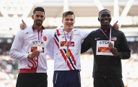 IAAF WORLD CHAMPIONSHIPS LONDON 2017. 400 m Hurdles World Champion is Karsten WARHOLM, NOR. Silver —	Yasmani COPELLO, TUR. Bronze — Kerron CLEMENT, USA