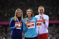IAAF WORLD CHAMPIONSHIPS LONDON 2017. High Jump World Champion is Mariya Lasitskene. Silver - Yuliya Levchenko, UKR. Bronze - Kamila Licwinko, POL