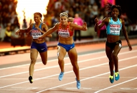 IAAF WORLD CHAMPIONSHIPS LONDON 2017. 200m World Champion Dafne SCHIPPERS, NED. Silver Marie-Josée TA LOU CIV. Bronze is Shaunae MILLER-UIBO, BAH