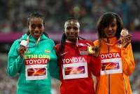 IAAF WORLD CHAMPIONSHIPS LONDON 2017. 5000m Winner is Hellen Onsando OBIRI, KEN. Silver is Almaz AYANA. Bronze is Sifan HASSAN, NED
