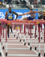 IAAF WORLD ATHLETICS CHAMPIONSHIPS, DOHA 2019. Day 6. 110 Metres Hurdles. Semi-Final. Grant HOLLOWAY, USA
