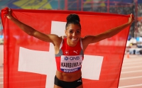 IAAF WORLD ATHLETICS CHAMPIONSHIPS, DOHA 2019. Day 6. 200 Metres. Bronze Medallist is Mujinga KAMBUNDJI, SUI