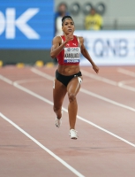 IAAF WORLD ATHLETICS CHAMPIONSHIPS, DOHA 2019. Day 6. 200 Metres. Bronze Medallist is Mujinga KAMBUNDJI, SUI