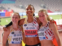 IAAF WORLD ATHLETICS CHAMPIONSHIPS, DOHA 2019. Day 7. Heptathlon. Silver medallist Nafissatou THIAM, BEL
