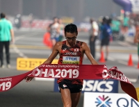 IAAF WORLD ATHLETICS CHAMPIONSHIPS, DOHA 2019. Day 8. 20 Kilometres Race Walk World Champion is Toshikazu YAMANISHI, JPN