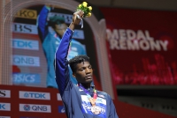IAAF WORLD ATHLETICS CHAMPIONSHIPS, DOHA 2019. Day 9. 400 Metres Medal Ceremony. Bronza Medallist is Fred KERLEY, USA