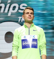 IAAF WORLD ATHLETICS CHAMPIONSHIPS, DOHA 2019. Day 9. High Jump Medal Ceremony. Bronza World Medallist is Ilya IVANYUK