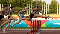 Russian Championships 2021, Cheboksary. Day 2. 100 Metres Hurdles. Irina Boldyreva, Anna Vatropina, Aleksandra Grosheva