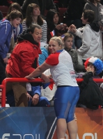 Анна Авдеева. Чемпионка Европы в помещении 2011 (Париж) в толкании ядра. С тренером
